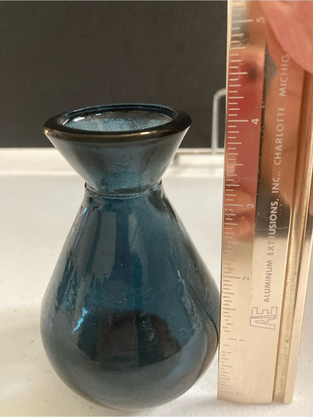 Blue Glass Vase - Small Sleek Teardrop Accent